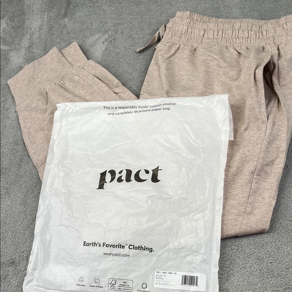 NEW PACT Organic Women's Oat Heather Cool Stretch Lounge Jogger